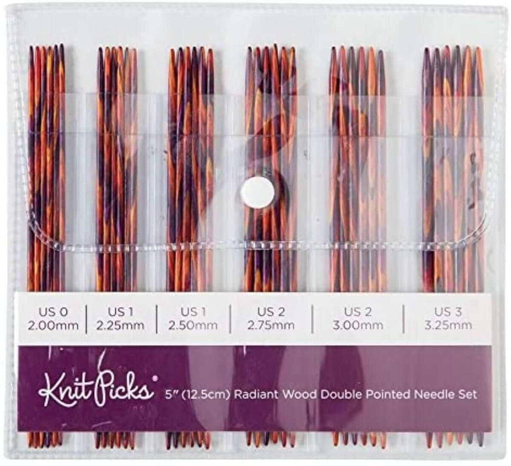 KNIT PICK - 5" (12,5cm) Radiant Wood Double Pointed Needle Set - Les Laines Biscotte Yarns