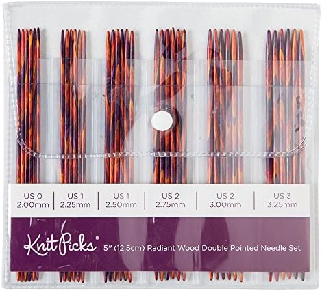 KNIT PICKS - 5" (12,5 cm) Radiant Wood Double Pointed Needle Set