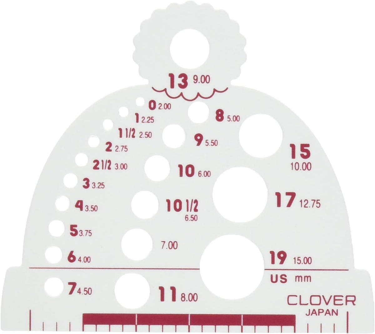 Clover Knitting Needle Gauge