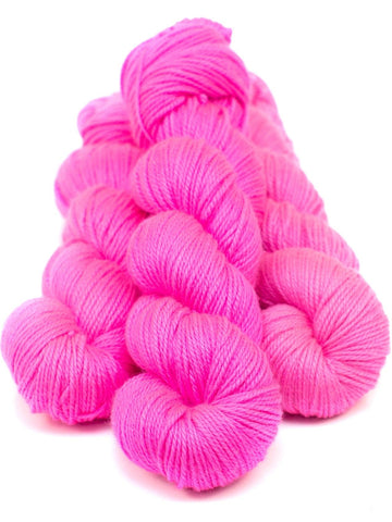 Hand-dyed yarn DK PURE ROSE NEON DK weight yarn