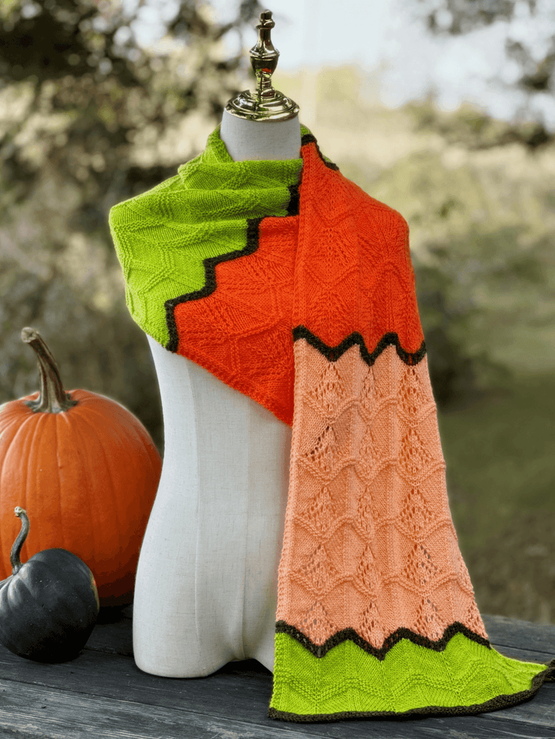 Fall Chevron Shawl - KNITTING KIT - Les Laines Biscotte Yarns