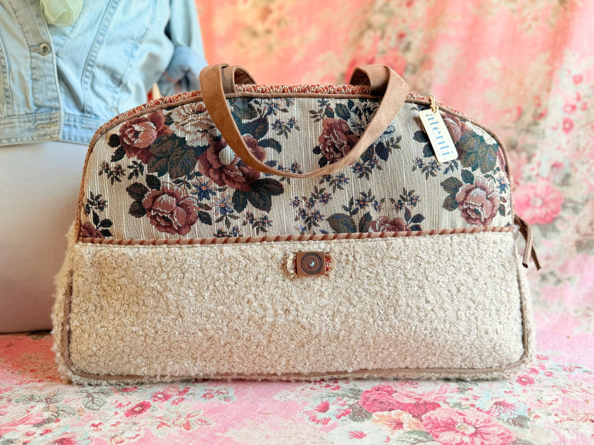 Limited Edition Vintage Rose Tapestry/Sherpa Overnighter