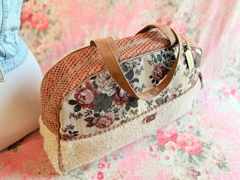 Limited Edition Vintage Rose Tapestry/Sherpa Overnighter