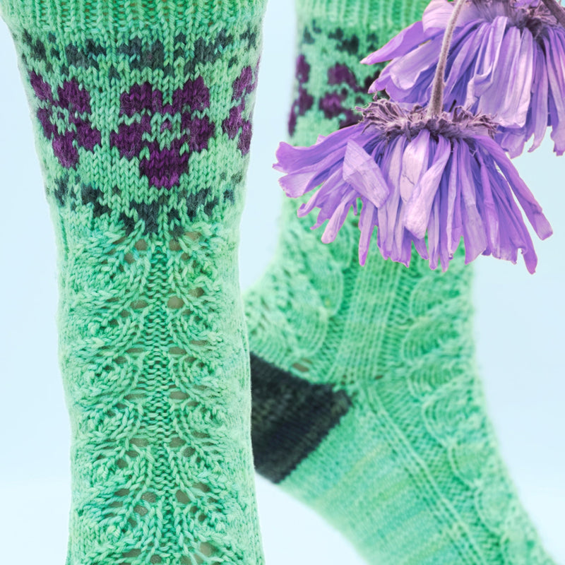 Julie's Flowers and Les Couleurs de Audrey Socks - Knitting pattern and Optional kits