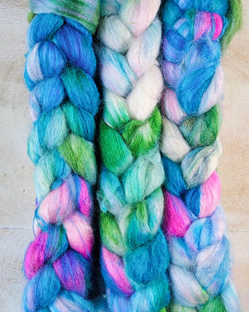 Hand-dyed yarns spinning fibers MERINO SILK TOP WHIMSY