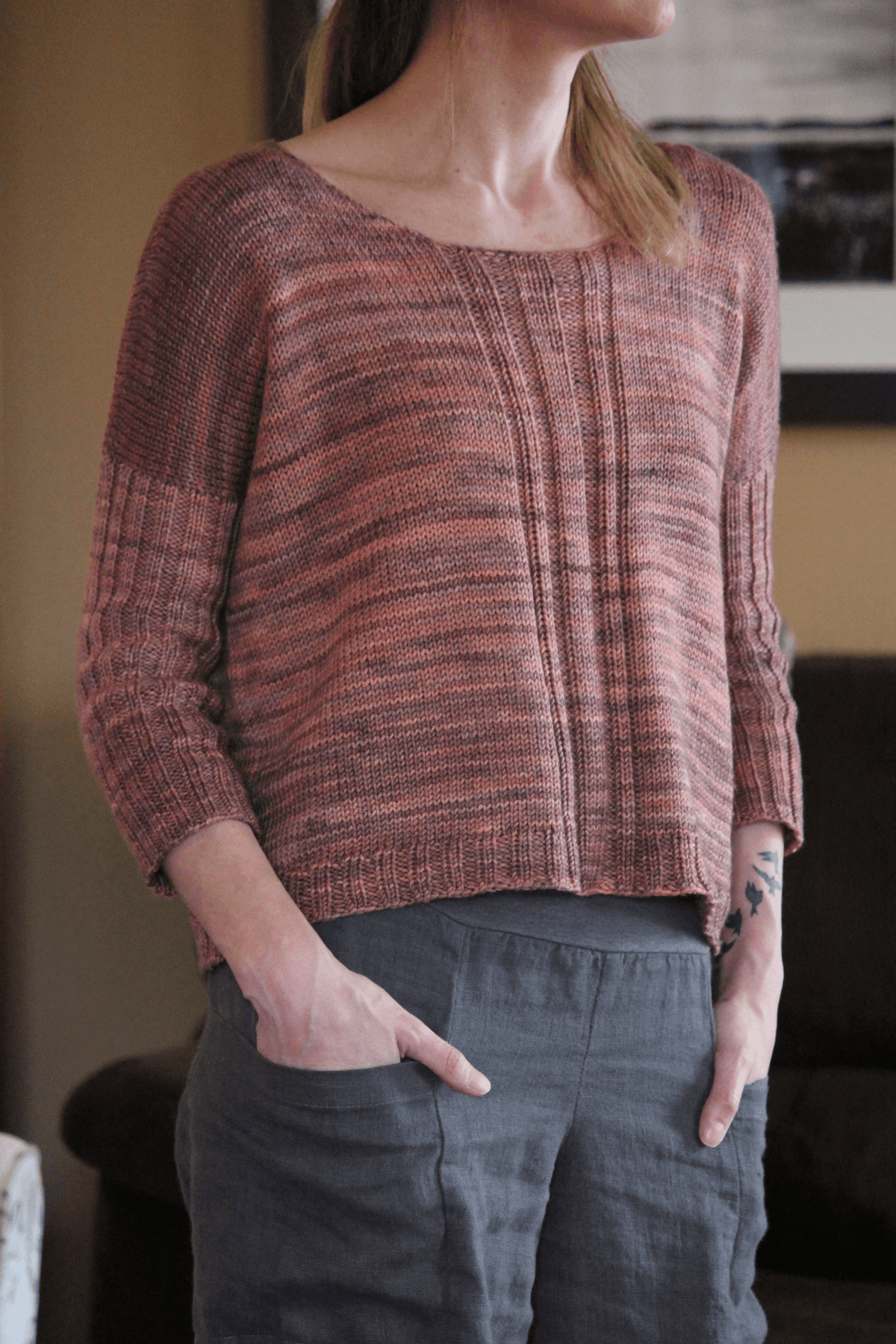 Rosa Pullover Free Knitting Pattern - Les Laines Biscotte Yarns