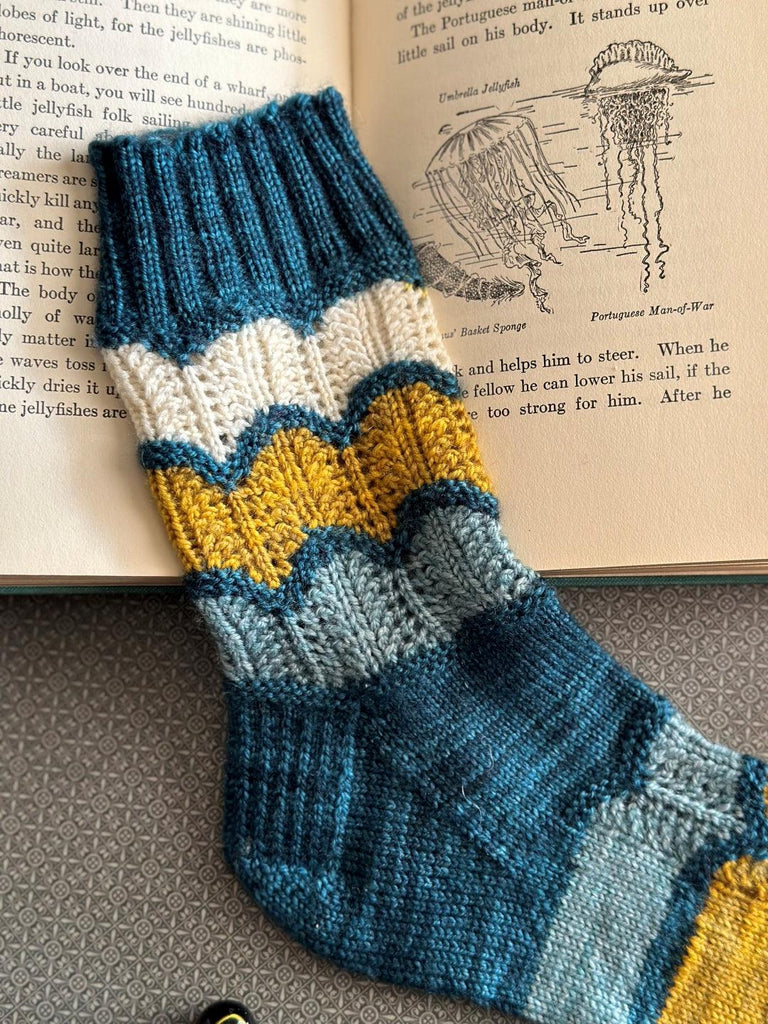 Wave Over Wave Socks | Knitting kit - Les Laines Biscotte Yarns