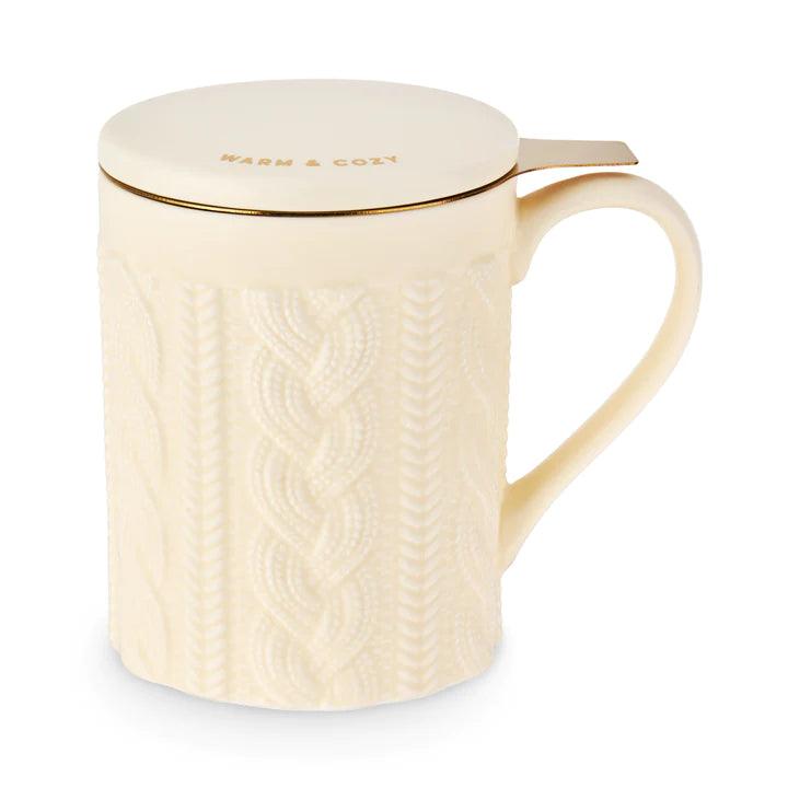 Annette™ Knit Ceramic Tea Mug & Infuser by Pinky Up® - Les Laines Biscotte Yarns