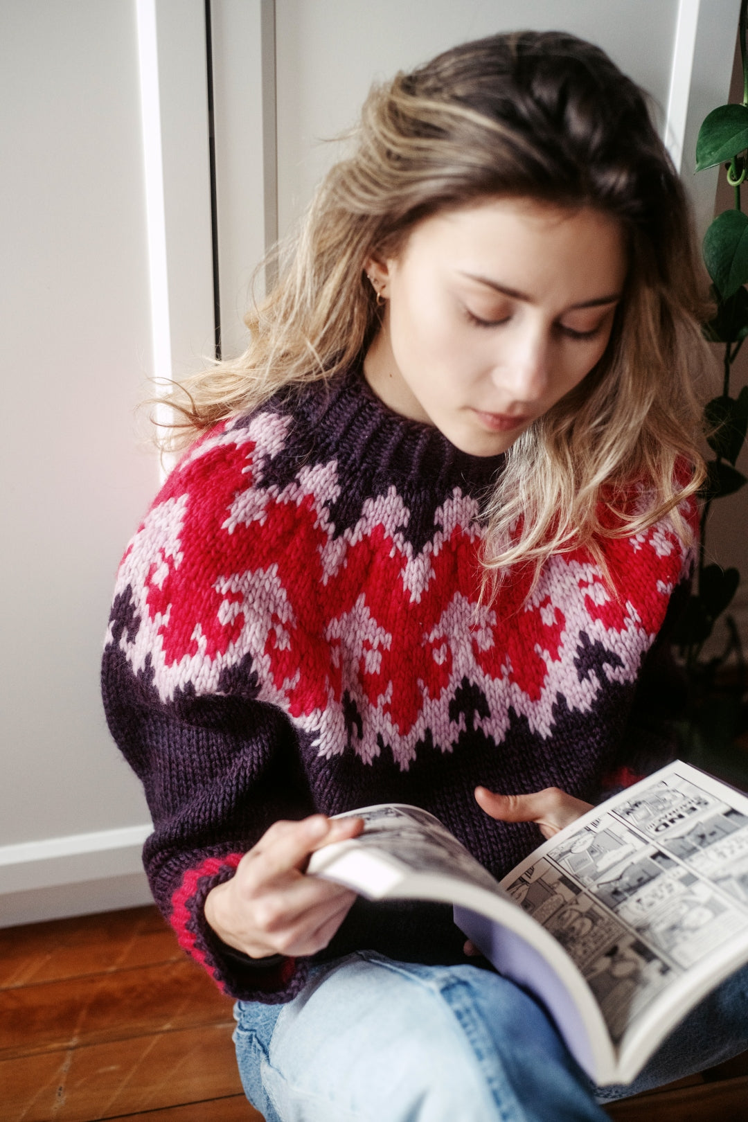 amachi ニット COMOLI AURALEE YOKE stein URU Acanthus Yoke Pullover | Knitting Pattern and Optional Kits – Les