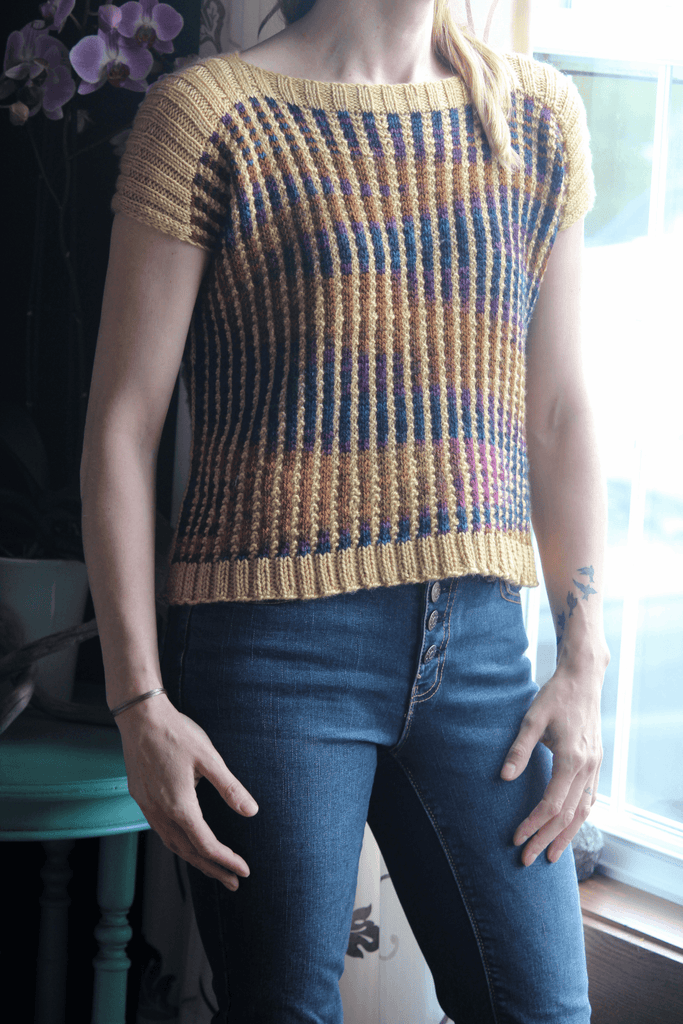 Clafou-Tee Free Knitting Pattern - Les Laines Biscotte Yarns