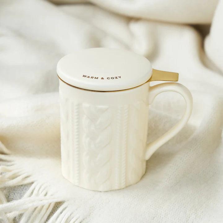 Annette™ Knit Ceramic Tea Mug & Infuser by Pinky Up® - Les Laines Biscotte Yarns