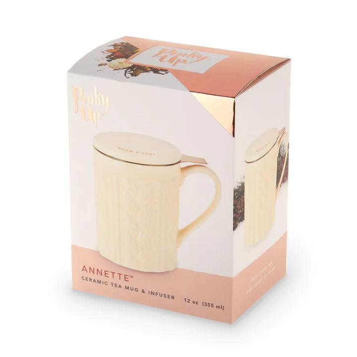 Annette™ Knit Ceramic Tea Mug & Infuser by Pinky Up® - Les Laines Biscotte Yarns