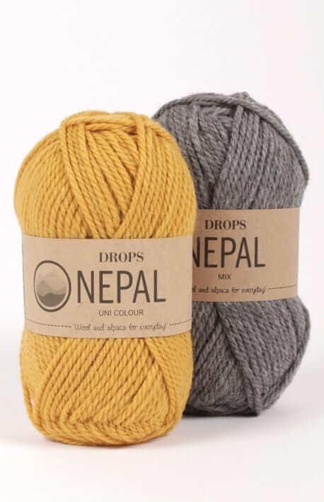 Drops Nepal - Color: Naturel 0100, Beige clair 0206, Beige 0300, Gris clair 0500, Gris 0501, Gris foncé 0506, Gris moyen 0517, Brun moyen 0612, Chameau 0618, Blanc 1101, Bleu marine 1709, Orange 2920, Ocre 2923, Rose pourpré 3112, Rouge profond 3608, Rouge 3620, Rose moyen 3720, Gris/violet 4311, Violet foncé 4399, Mauve/violet 4434, Bleu moyen 6220, Cerise 6273, Bleu jeans 6314, Bleu roi 6790, Vert/gris clair 7120, Vert/gris 7139, Olive 7238, Myosotis 8783, Noir 8903, Océan profond 8905, Forêt 8906, Brouil