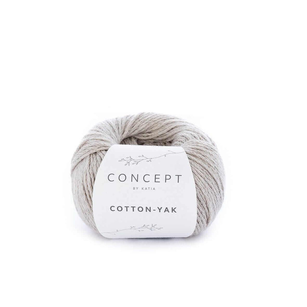 Cotton-Yak / Katia Concept - Color: 100 - Beige, 109 - Corail, 111 - Vert Blanc, 112 - Gris Clair, 116 - Jeans, 118 - Moutarde