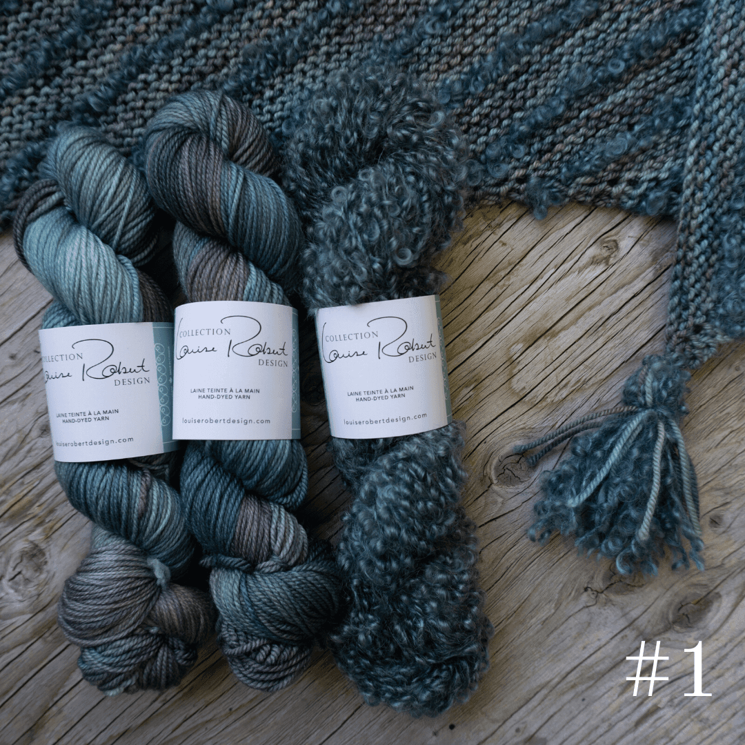 Knitting kit for the shawl Boucles à l'Horizon - Les Laines Biscotte Yarns