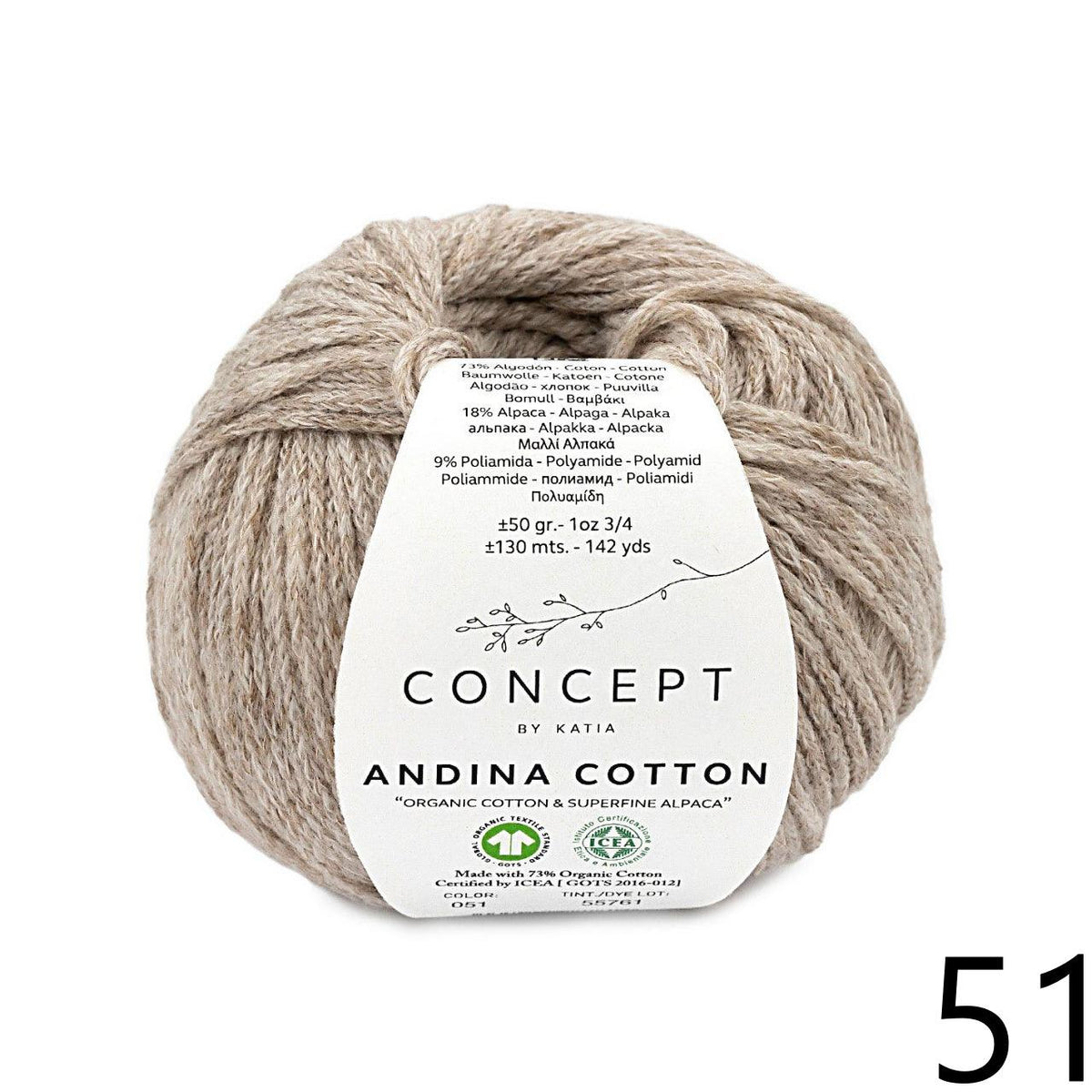 Andina Cotton - KATIA - DISC - Les Laines Biscotte Yarns