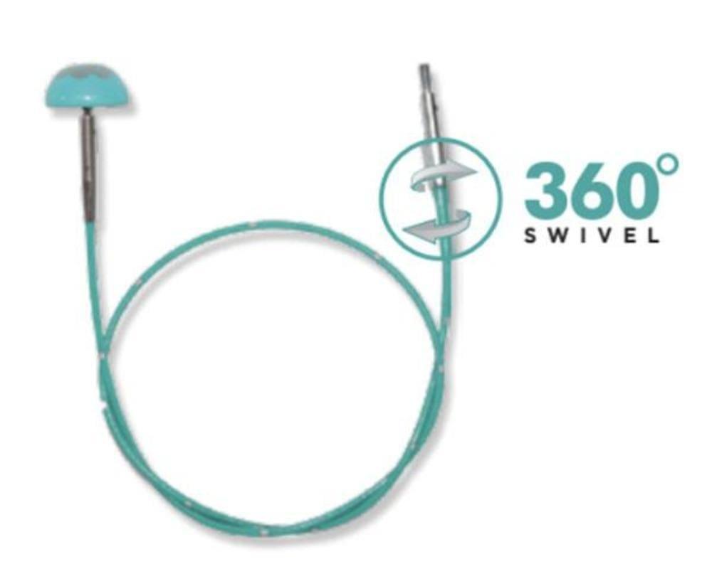Knitter's Pride 'The Mindful Collection' 360° Swivel Teal Nylon Coated  Stainless Steel Cords with Silver Connectors