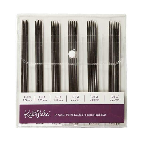 6" Nickel Plated Double Pointed Knitting Needle Set- Knit Picks - Les Laines Biscotte Yarns