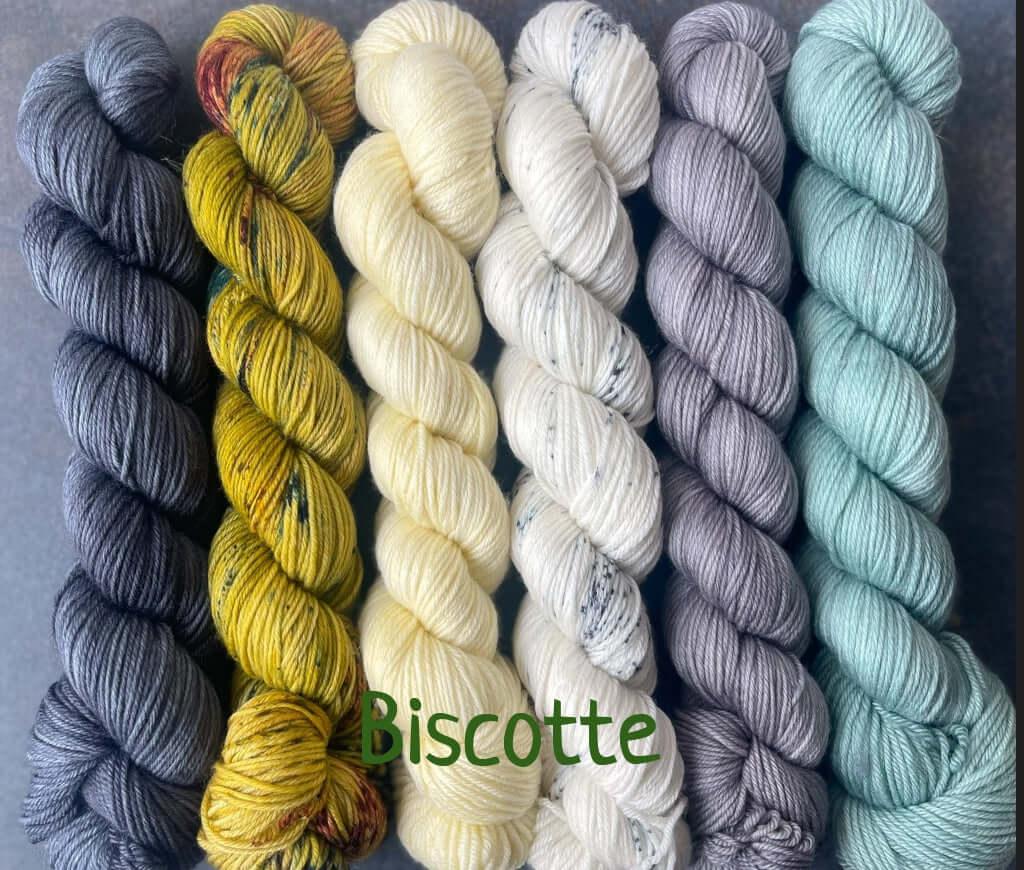 Biscotte's Shawl Knitting Game - A shawl that is played with dice! - Les Laines Biscotte Yarns