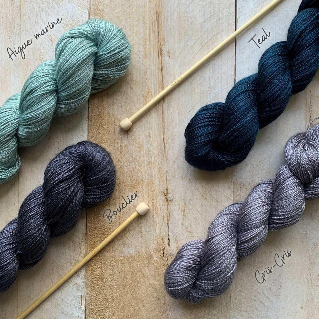 Hand-dyed CASHSILK BOUCLIER lace yarn