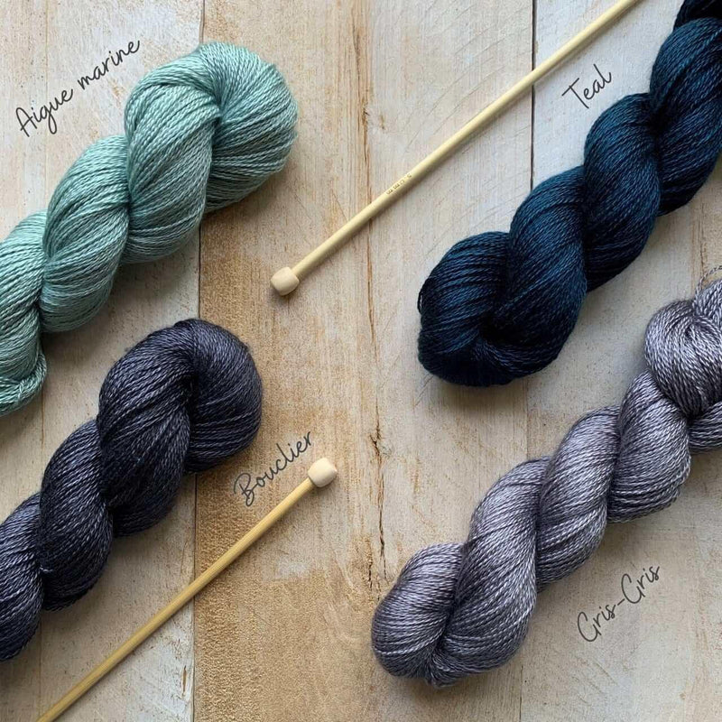 Hand-dyed CASHSILK AIGUE MARINE lace yarn