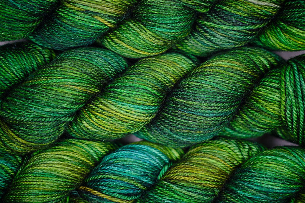 Hand-dyed yarn DK PURE SOUR GRINCHEE DK weight yarn