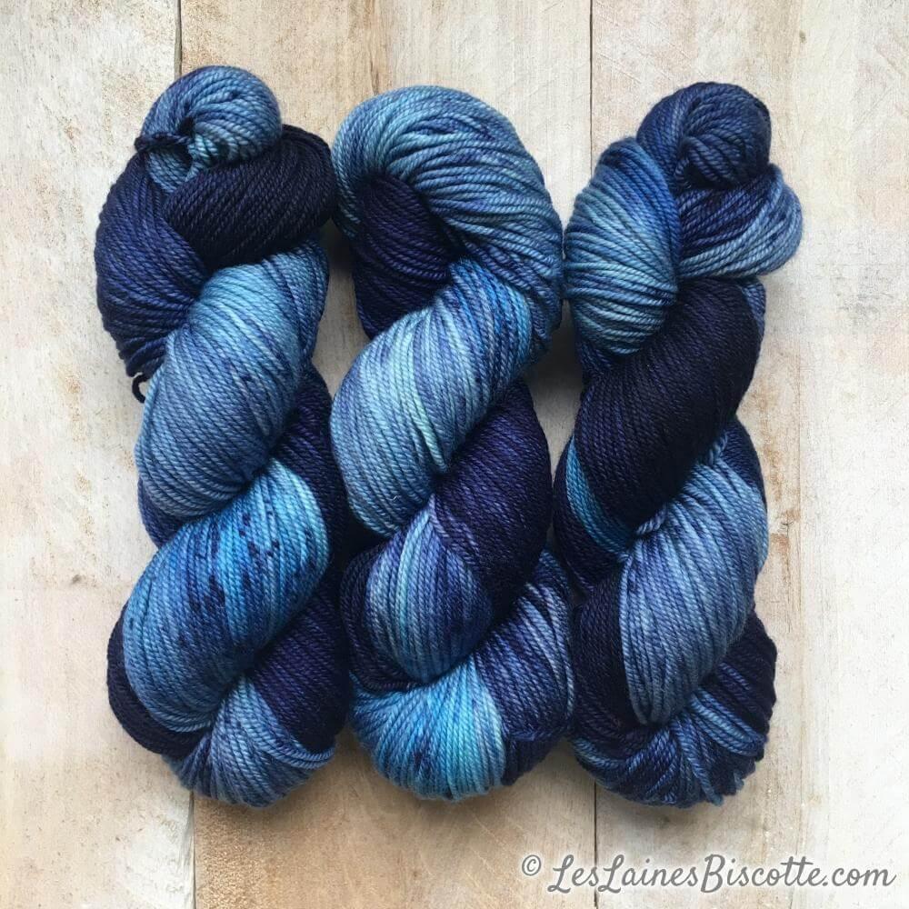 Hand-dyed yarn DK PURE BLUE JEANS DK weight yarn