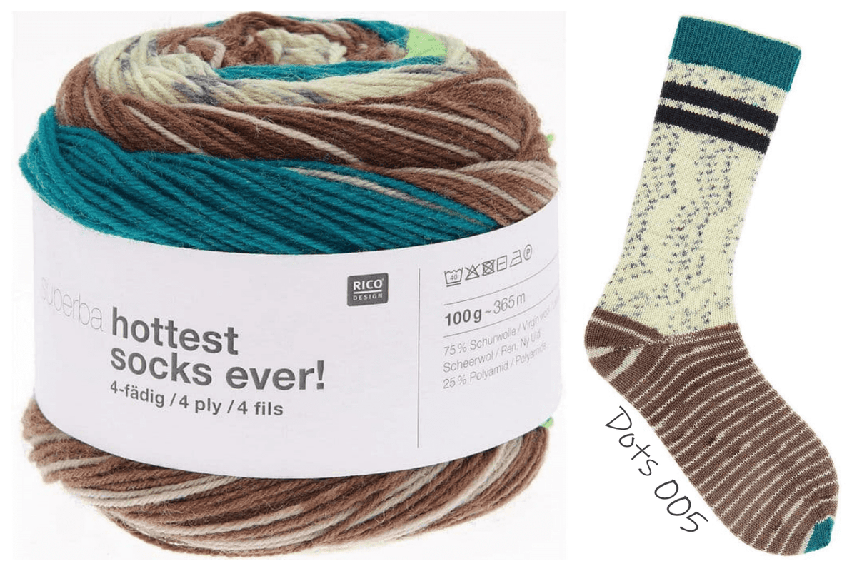 Superba Hottest Socks Ever 4ply - Rico - Color: # 05 - Dots