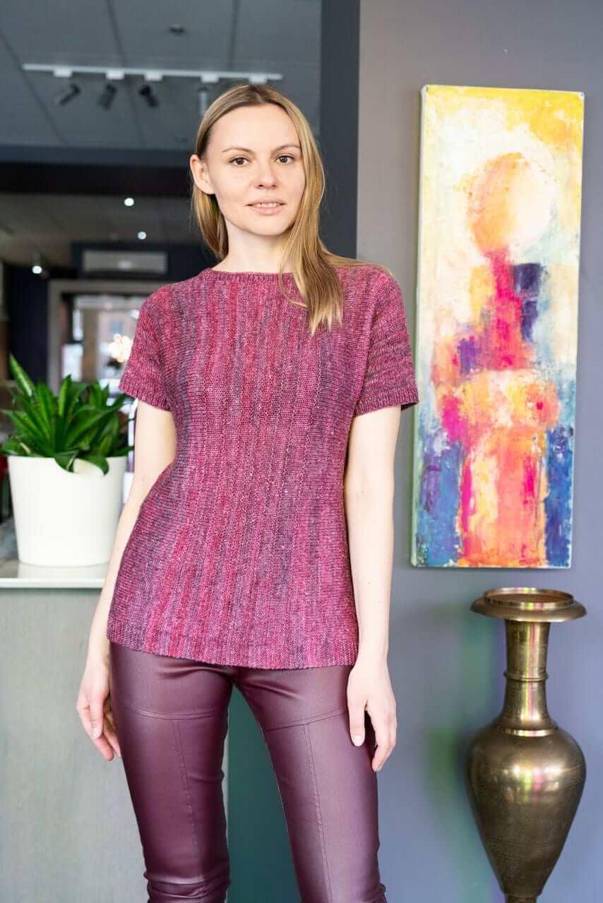 Vertiligne Pullover short sleeves - Free knitting pattern