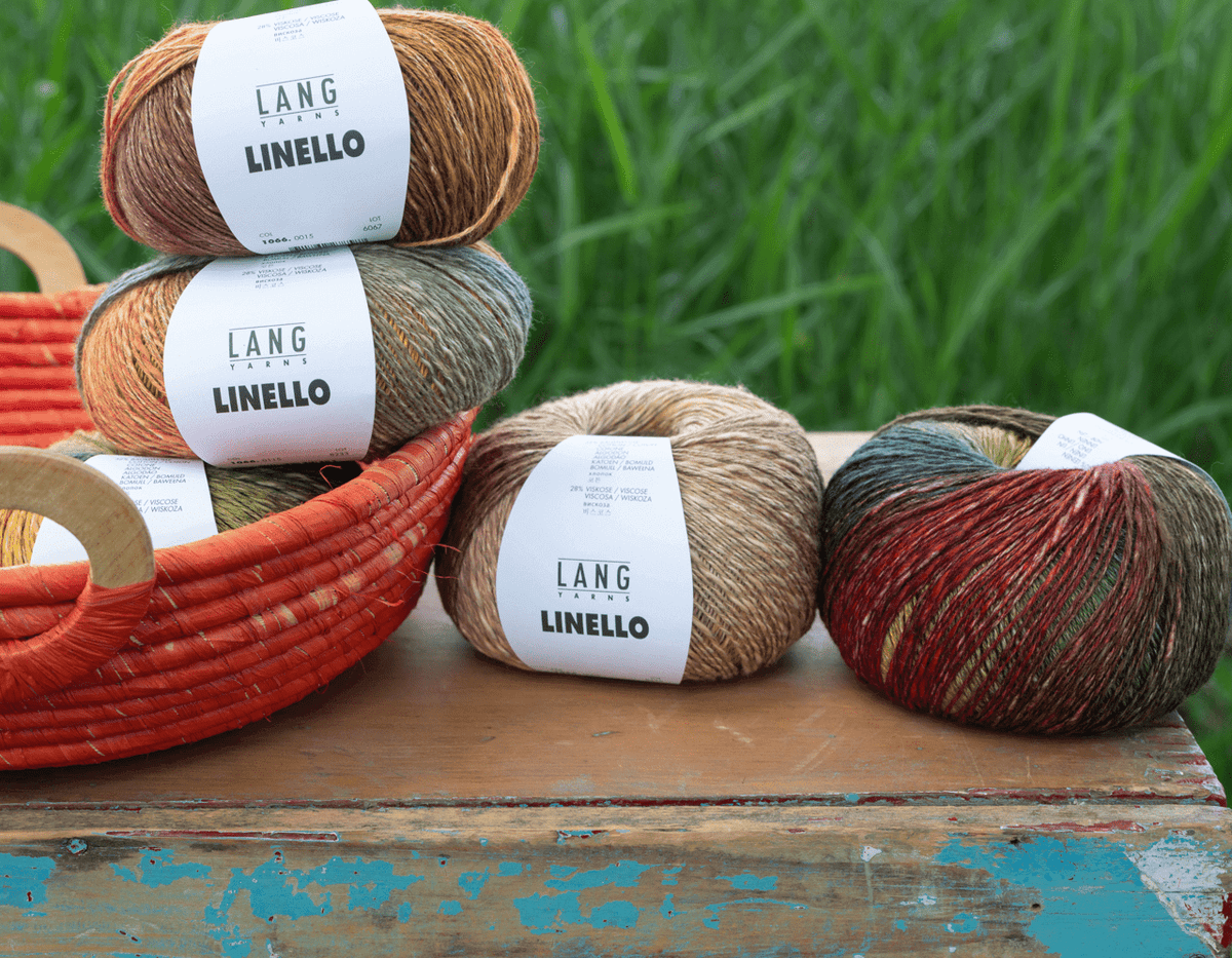 Lang Yarns - Linello - Color: # 09 - Macaron, # 15 - Mountain, # 52 - Lily Pad, # 54 - Tropic, # 55 - Hurricane, # 115 - Patina