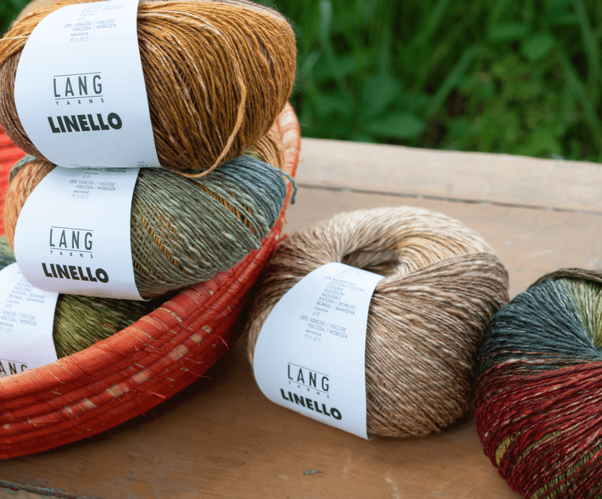 Lang Yarns - Linello - Color: # 09 - Macaron, # 15 - Mountain, # 52 - Lily Pad, # 54 - Tropic, # 55 - Hurricane, # 115 - Patina