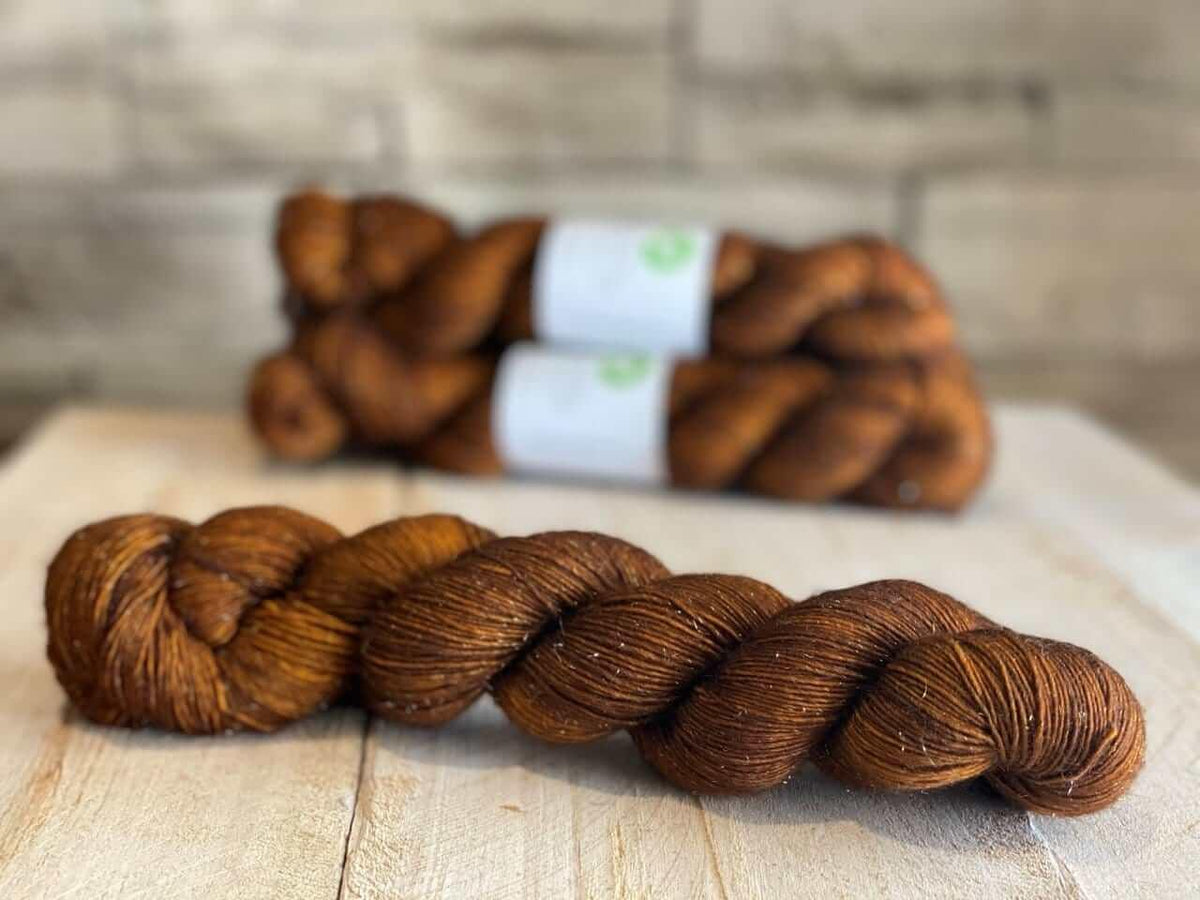 Merino and stellina fingering weight yarn FIZWIZBIZ CARAMEL