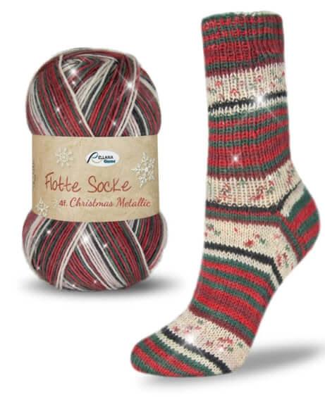 Rellana Flotte Sock 4ply Christmas OR 4ply Christmas Metallic - Color: Flotte Sock 4ply Christmas Metallic