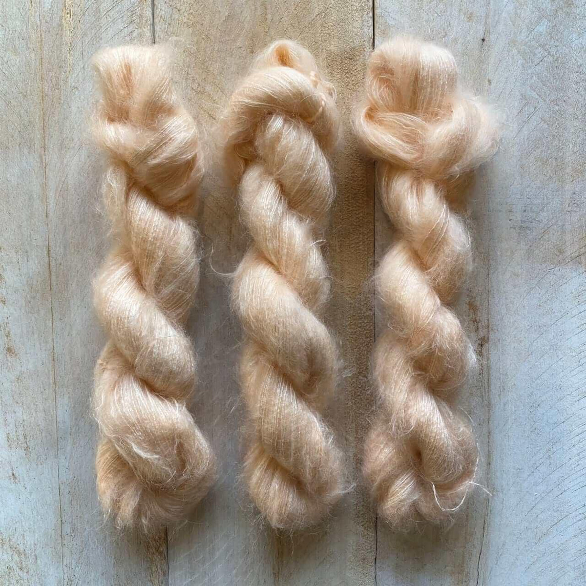 Hand-dyed kid mohair & silk HERMIONE PORCELAINE