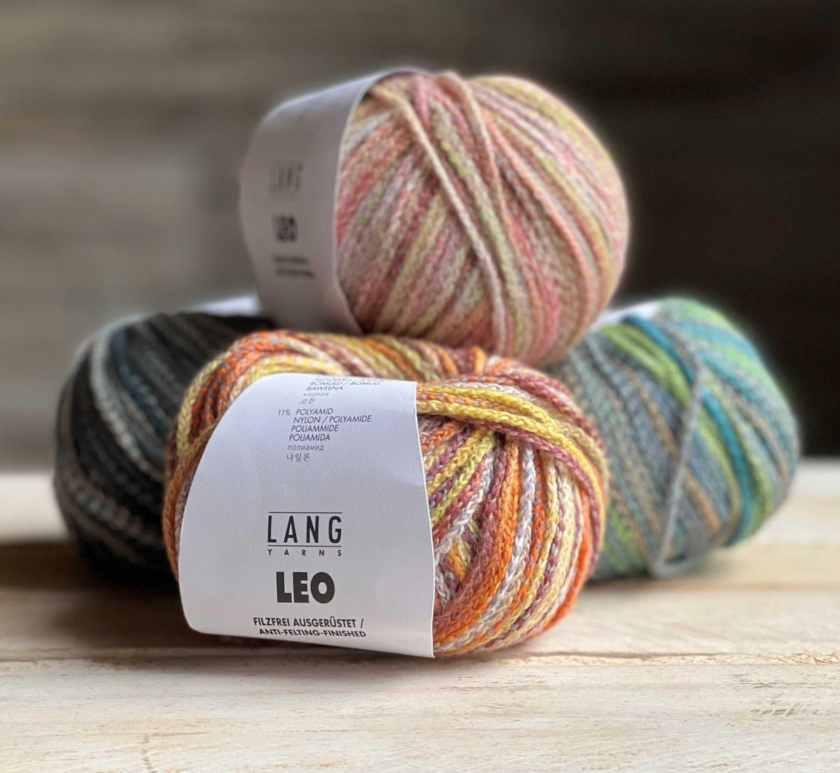 LEO - Lang Yarns - Color: #01 - Blossom, #02 - Horizon, #03 - Ocean, #04 - Allsorts, #05 - Cactus, #06 - Deep Sea, #07 - Concrete, #08 - Tiger Lilly