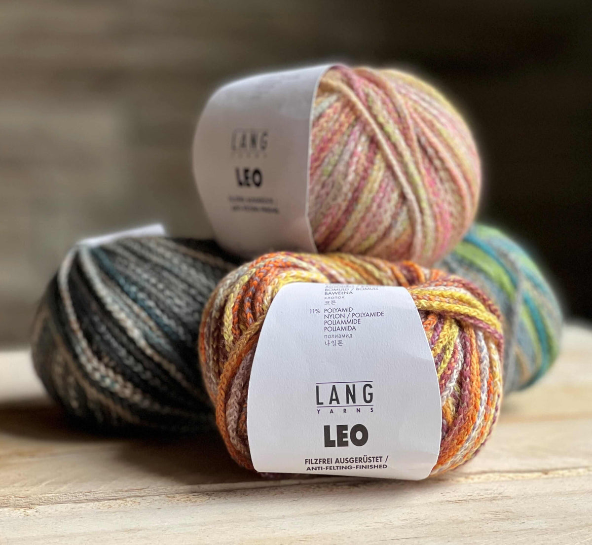 LEO - Lang Yarns - Color: #01 - Blossom, #02 - Horizon, #03 - Ocean, #04 - Allsorts, #05 - Cactus, #06 - Deep Sea, #07 - Concrete, #08 - Tiger Lilly