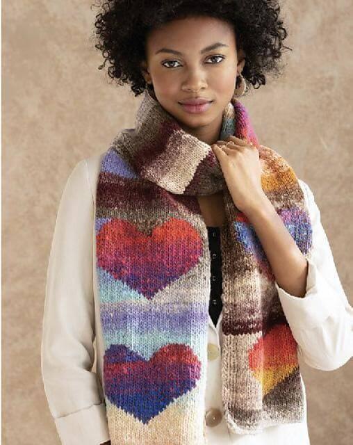 Kit Heart Scarf from Noro’s Kureyon - Les Laines Biscotte Yarns