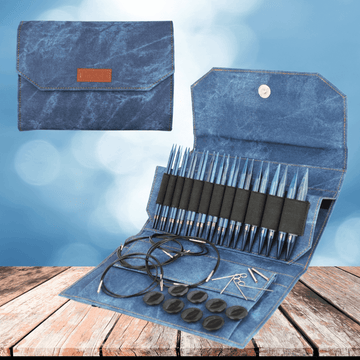 Set Interchangeable needles LYKKE - 5" Indigo - Blue Denim - Les Laines Biscotte Yarns