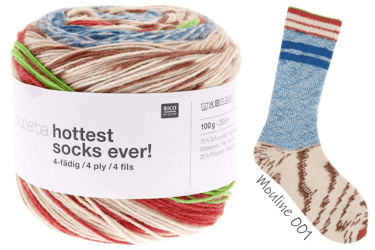 Superba Hottest Socks Ever 4ply - Rico - Color: # 01 - Mouline