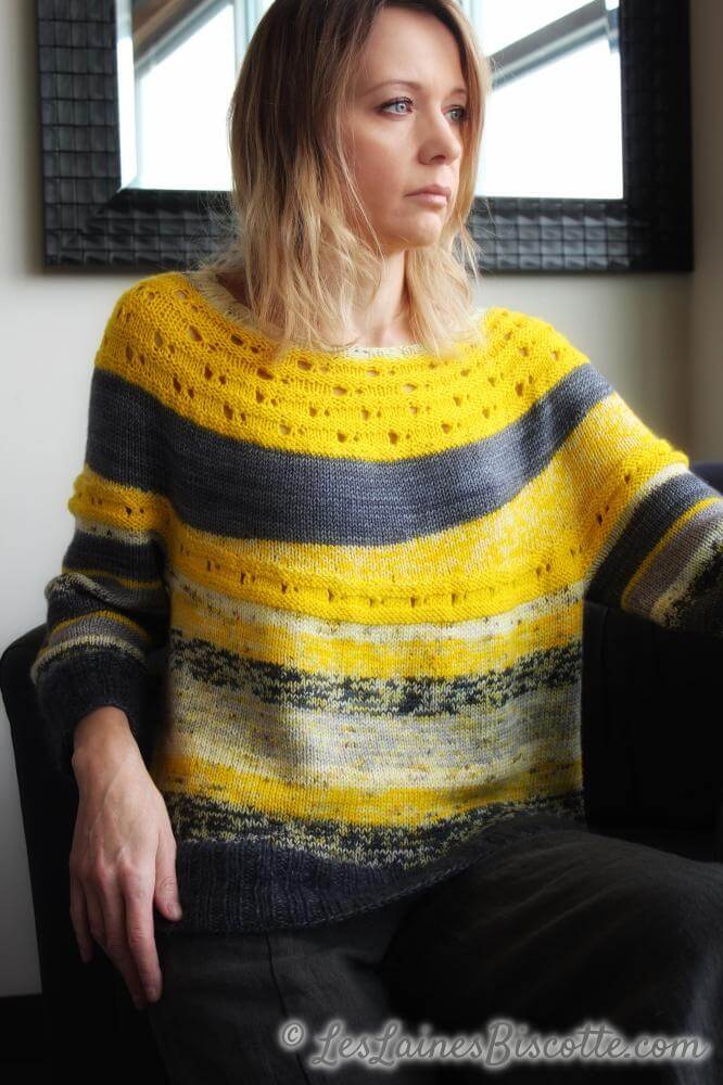 Ray of Soleil free sweater pattern – Les Laines Biscotte Yarns