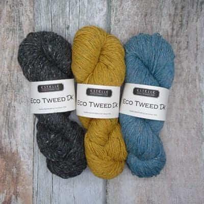 Eco Tweed DK - Estelle - Color: 401 - Natural, 402 - Silver, 403 - Charcoal, 404 - Black, 405 - Maroon, 406 - Red, 407 - Magenta, 408 - Gold, 409 - Olive, 410 - Aqua, 411 - Teal, 412 - Navy, 413 - Denim, 414 - Plum, 415 - Rose, 416 - Marigold, 417 - Leaf, 418 - Bark