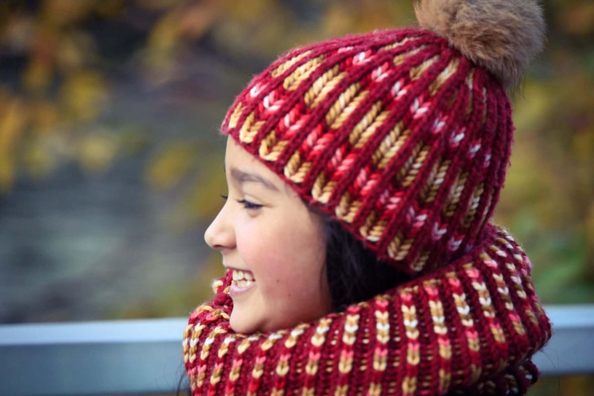 Free knitting pattern to make a hat and a cowl The Brioche Kit