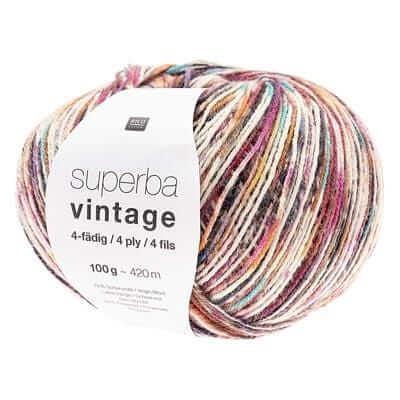 Superba Vintage 4ply - Color: 001 - Newsprint, 002 - Pressed Flowers, 003 - Tiger Lily, 004 - Gumball, 005 - Pinata, 006 - Fruit Punch, 007 - Hibiscus, 008 - Forest, 009 - Orbit