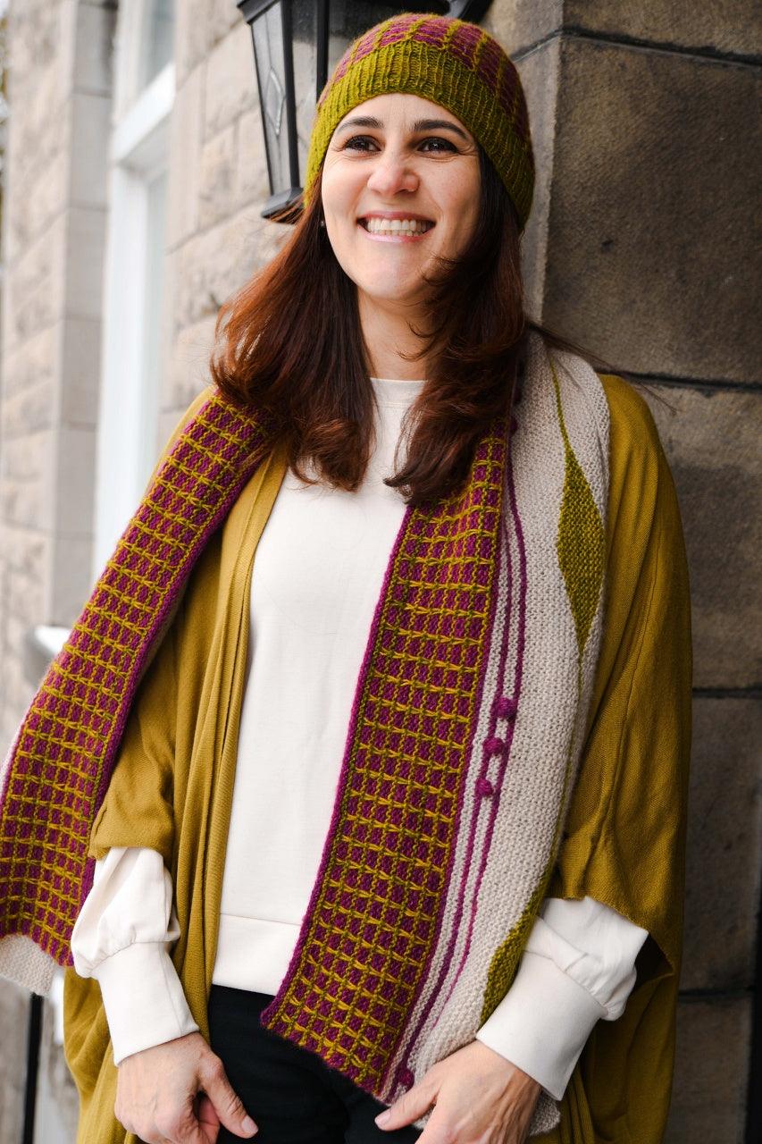 Echarpe femme tricoté main en grosse laine  Andréa
