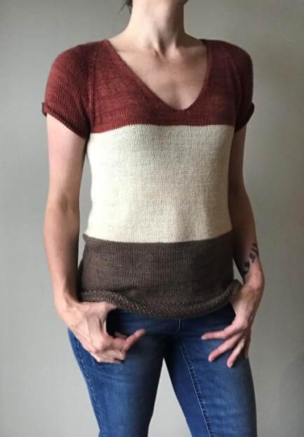Timelines Tee Free Knitting Pattern – Les Laines Biscotte Yarns