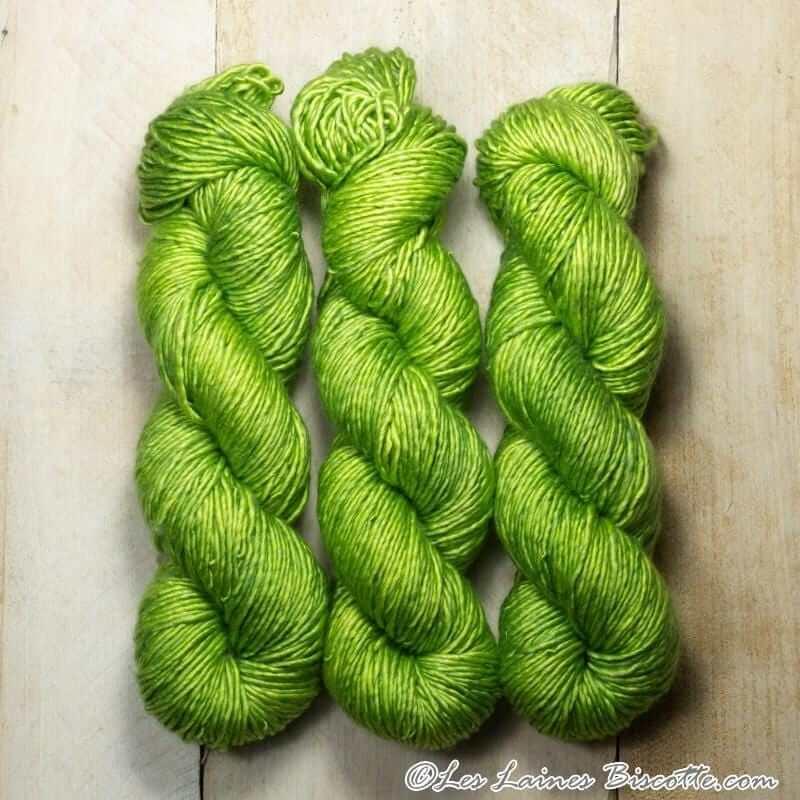 Merino & silk hand-dyed yarn ALBUS VERT BISCOTTE