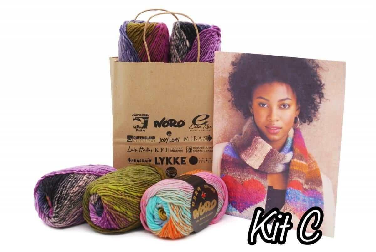 Kit Heart Scarf from Noro’s Kureyon - Les Laines Biscotte Yarns