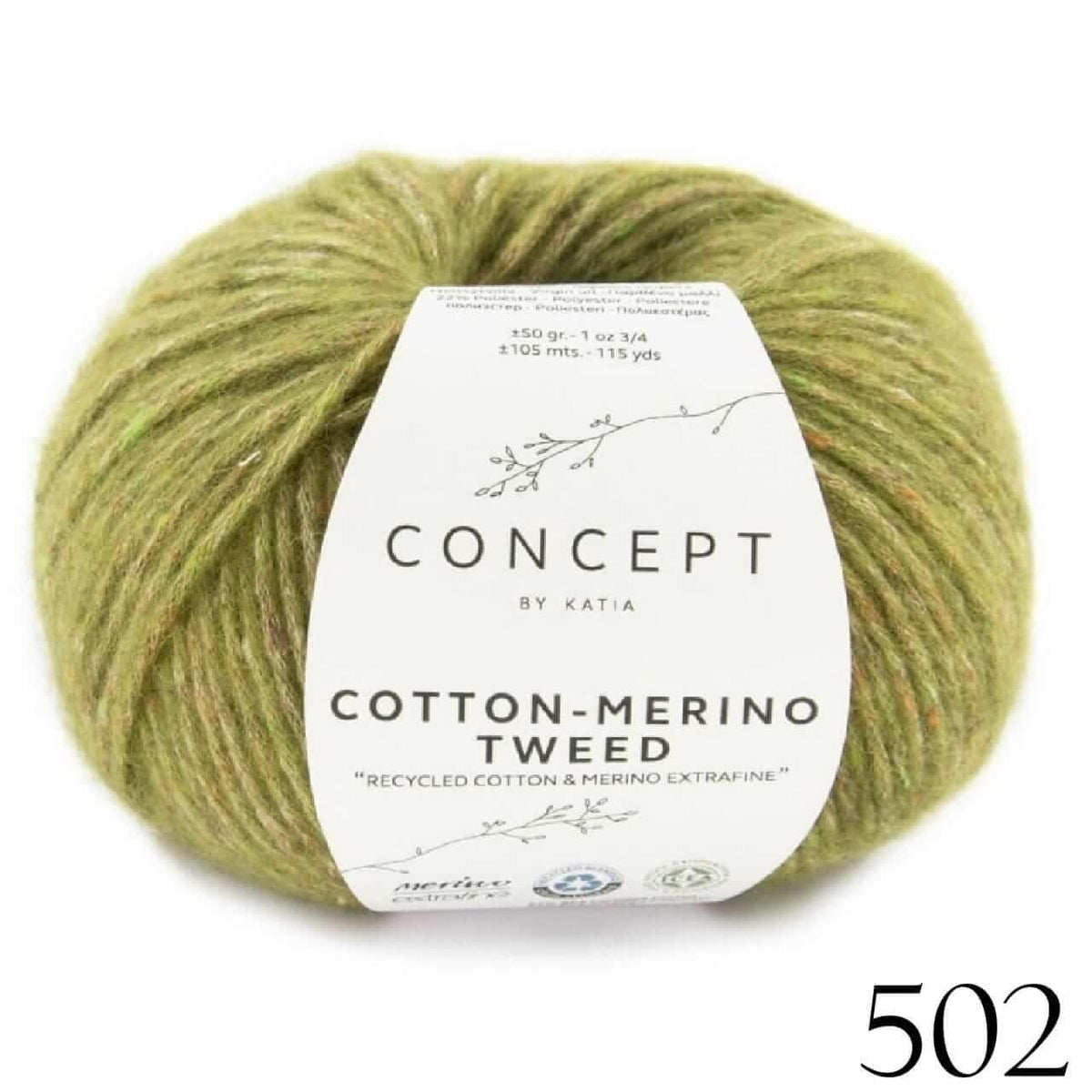 Katia Concept - Cotton Merino Tweed - Color: #502-Green