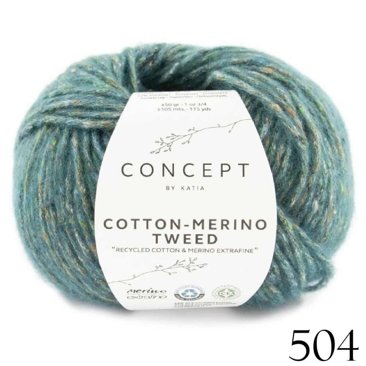 Katia Concept - Cotton Merino Tweed - Color: #504-Dark Turquoise