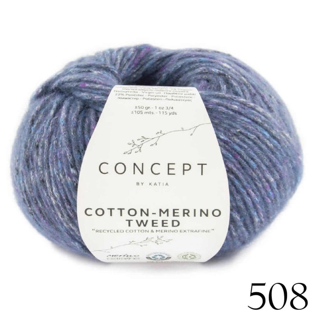 Katia Concept - Cotton Merino Tweed - Color: #508-Blue